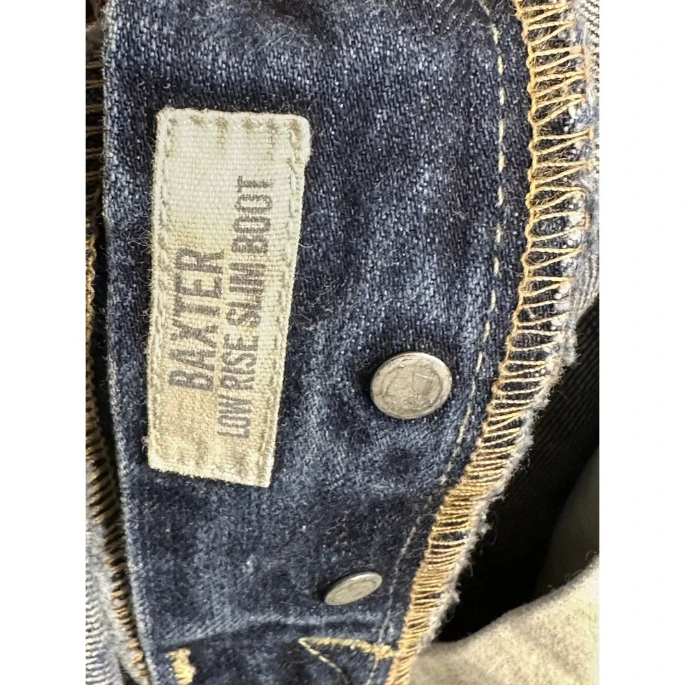 Abercrombie & Fitch Baxter Mens 34x32 Distressed Slim Bootcut Jeans Dark Wash